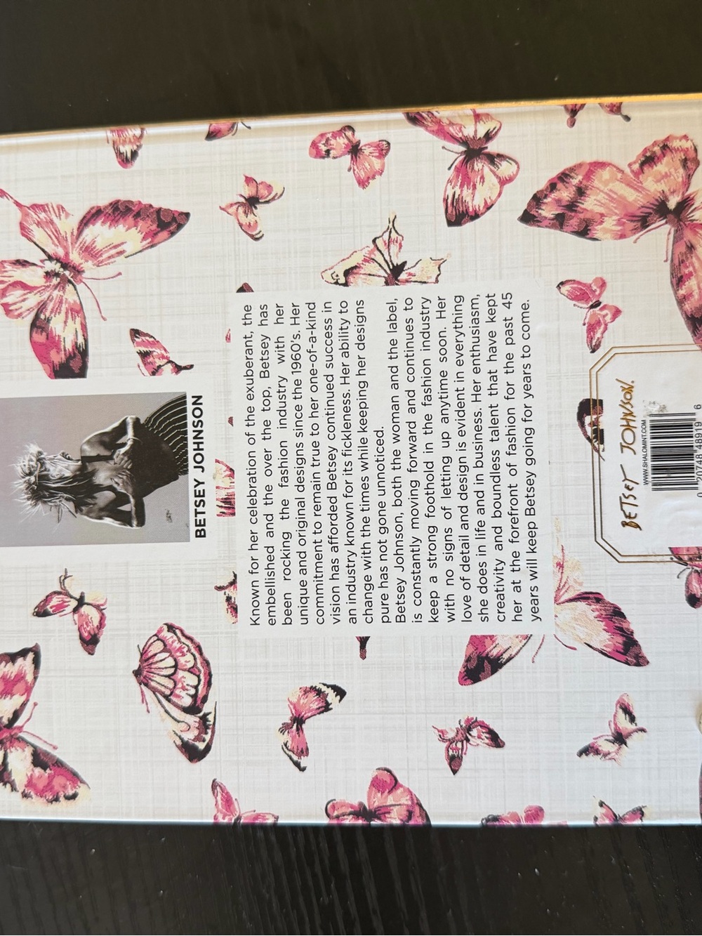 Betsey Johnson XOXO Pink Butterfly Hardcover Notebook with Gold Accent - Picture 4 of 4